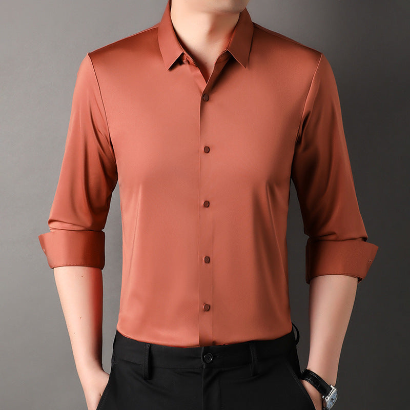 Men's Shirt Leisure Iron-free Micro-elastic Long Sleeve